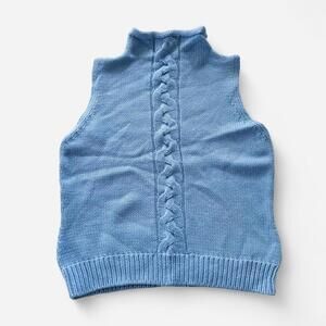 Vintage y2k Funnel Neck Sweater Top, Baby Blue Sleeveless